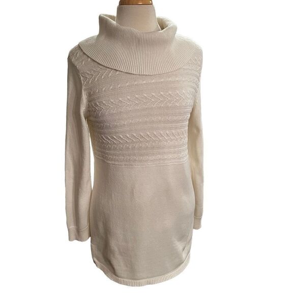 Karen Scott Sweater White Cableknit Cowl Neckline size Medium - Picture 5 of 9